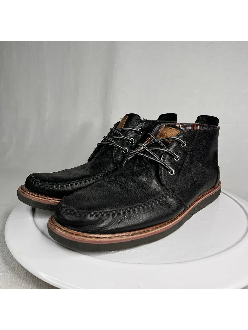 Toms Plaid Lined Men’s Leather Ankle Boots Size 13
